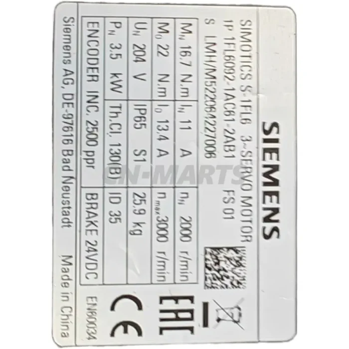 SIEMENS 1FL6092-1AC61-2A