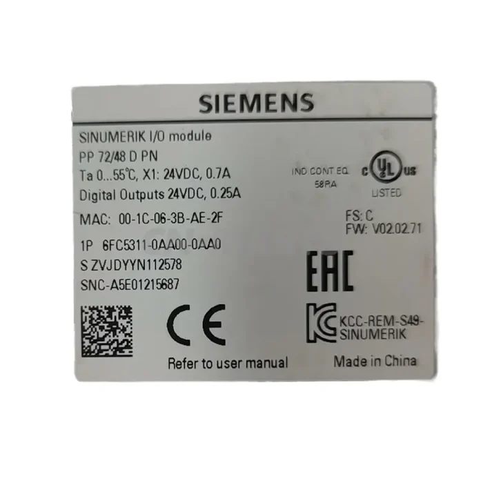 SIEMENS 6FC5311-0AA00-0AA0 PP72/48