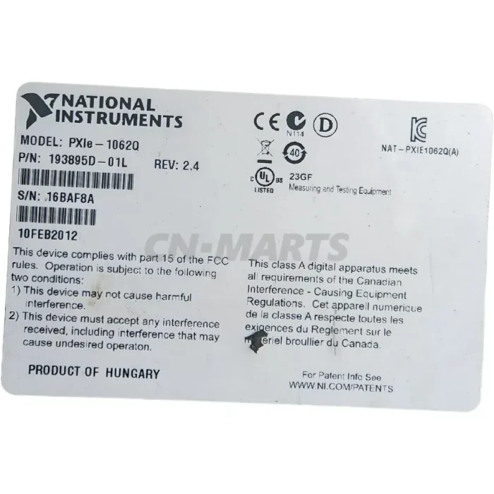 NATIONAL PXLE-1062Q NI SCX-1001 NI