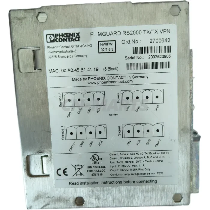 PHCENIX FL MGUARD RS2000 TX/TX VPN