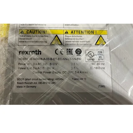 Rexroth R911335596 HCS01 1E-W0008-A-03-B-ET-EC-NN-L3-NN-FW