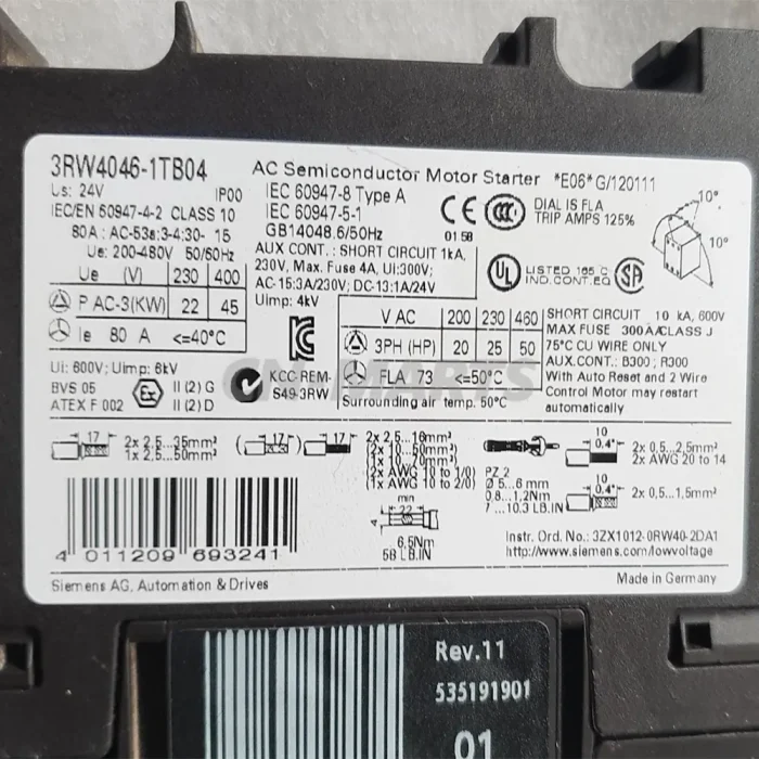 Siemens 3RW4046-1TB04