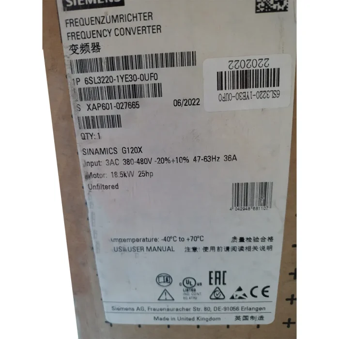 Siemens 6SL3220－1YE30－0UF0