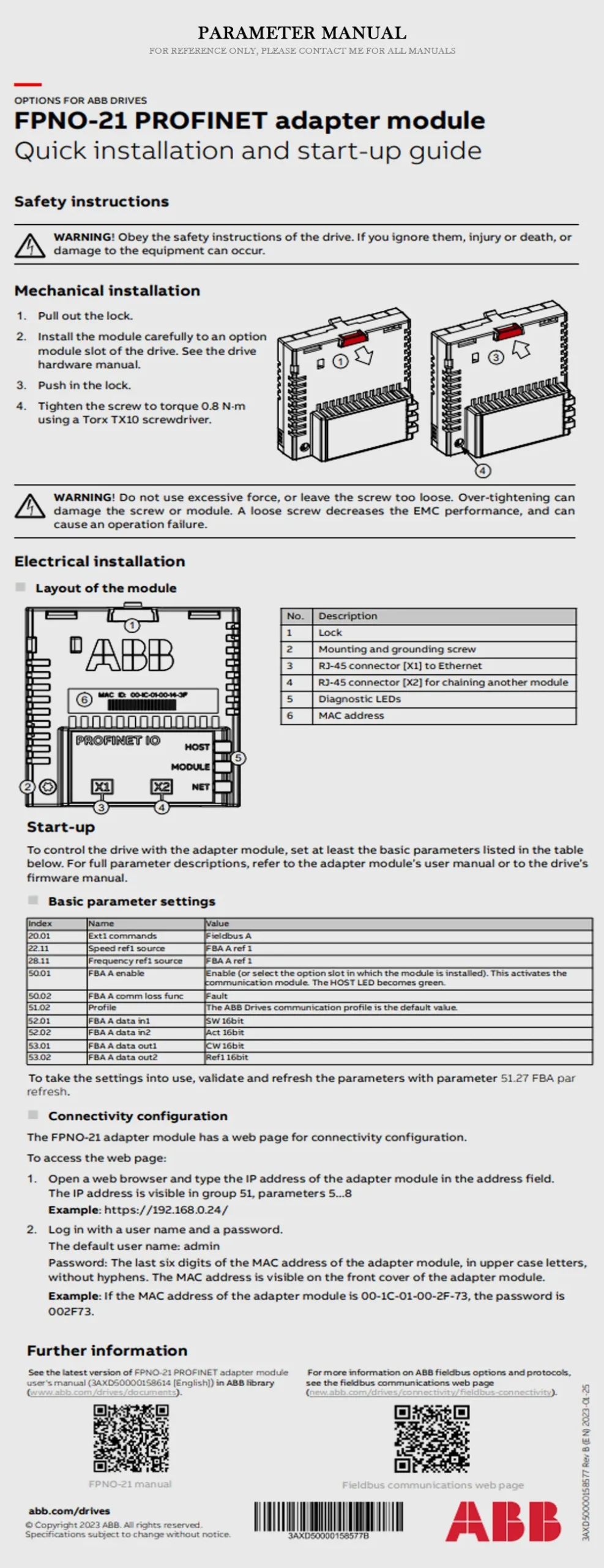 ABB FPNO-21 Product Description-2
