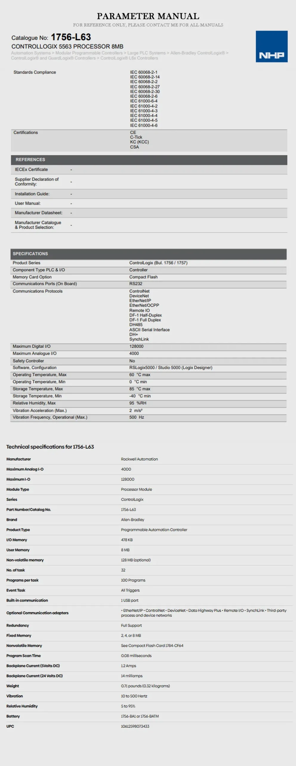 Allen-Bradley 1756-L63B Product Description-2