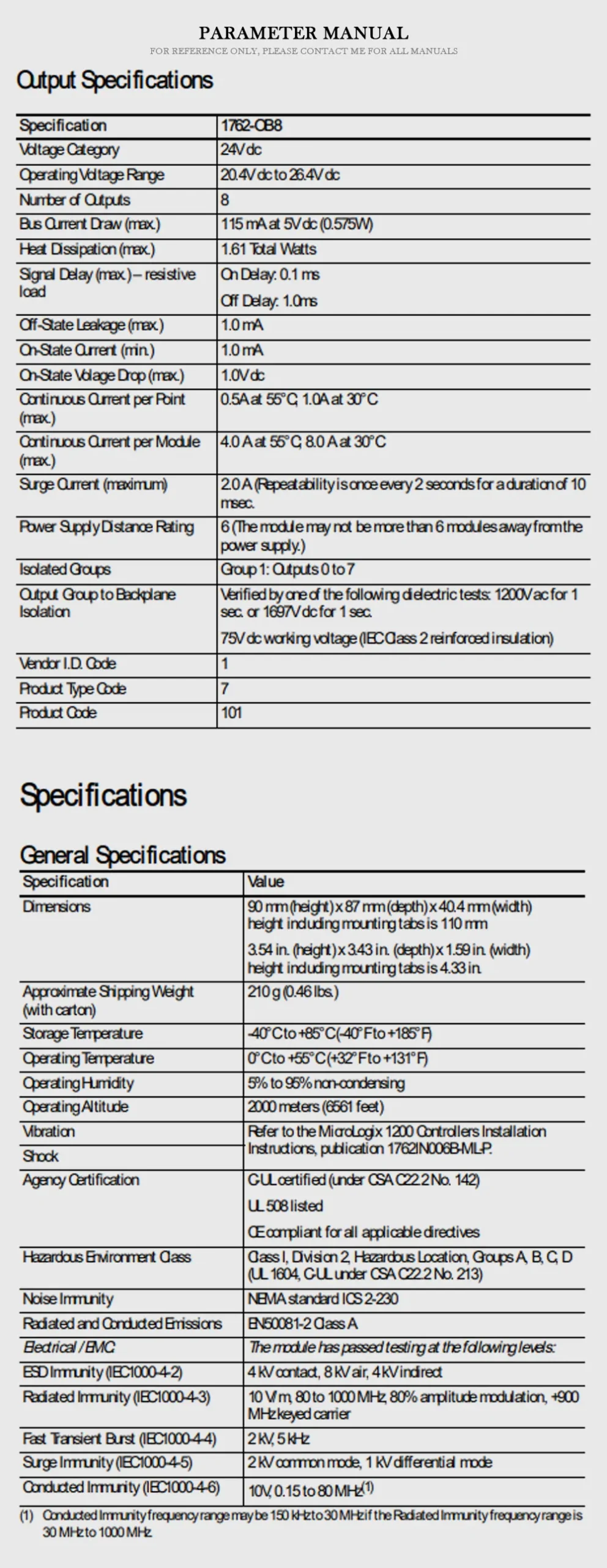 Allen-Bradley 1762-OB8 Product Description-2
