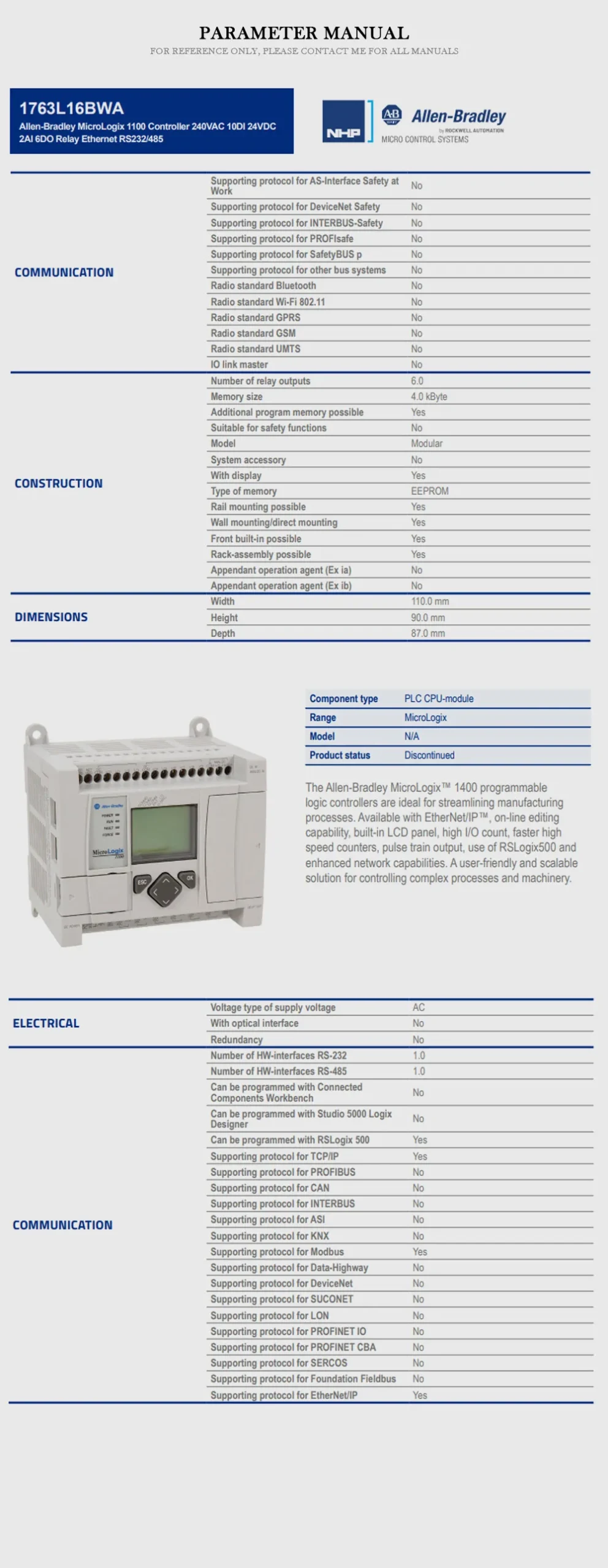 Allen-Bradley 1763-L16BWA Product Description-2