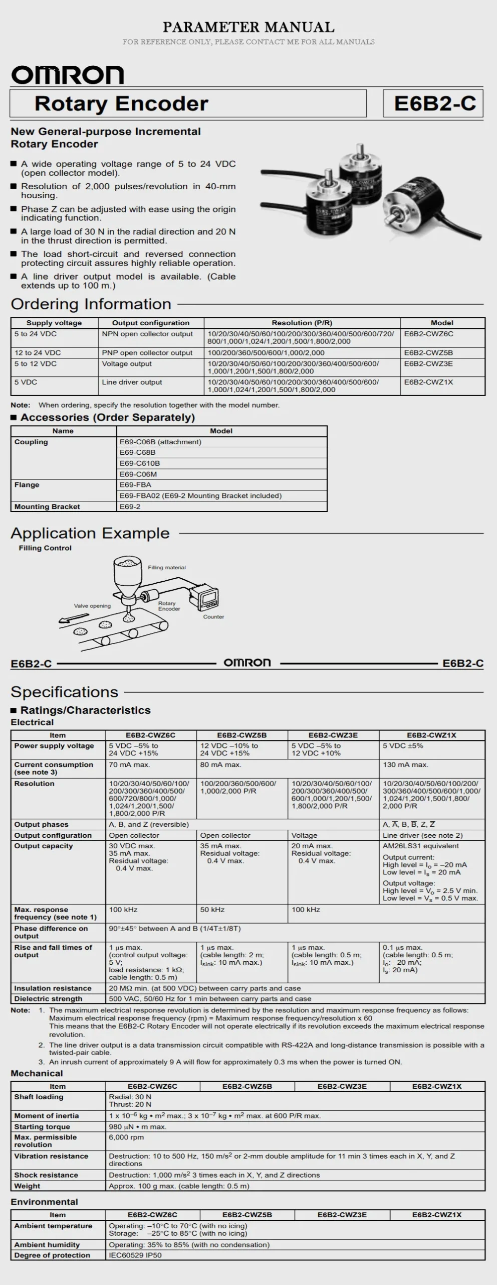 OMRON E6B2 Product Description-2