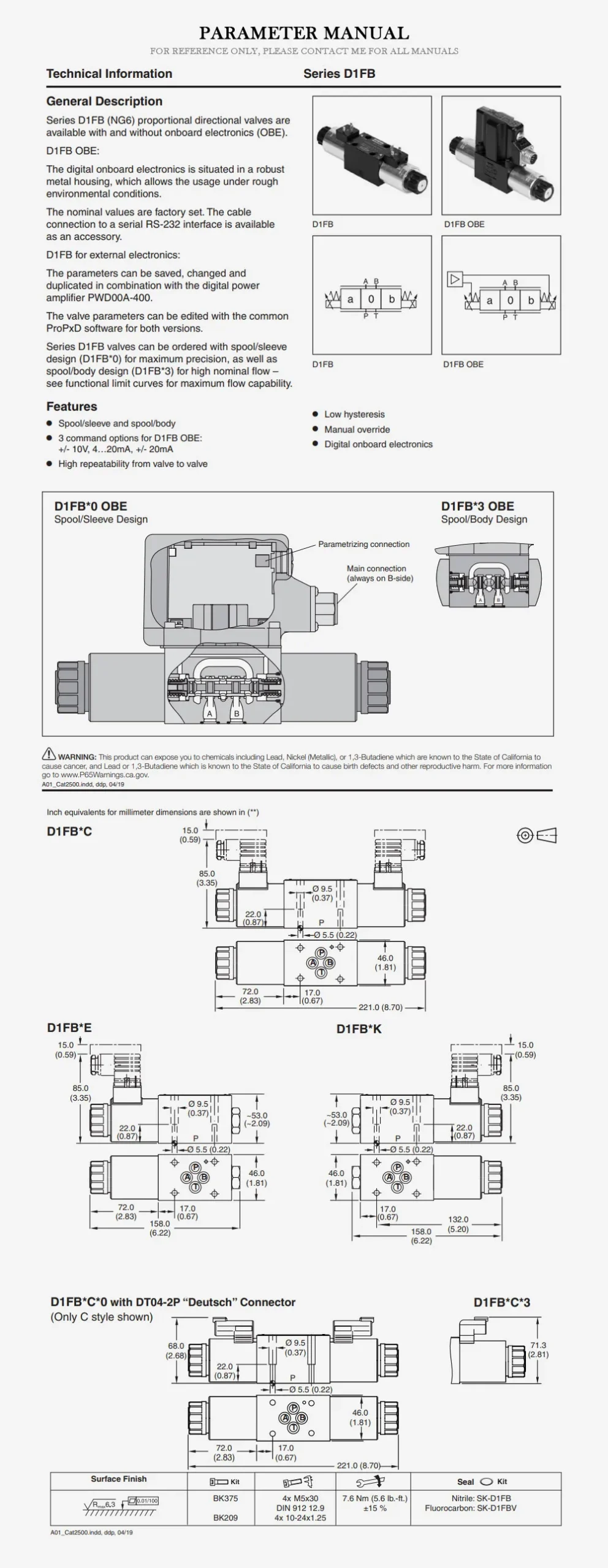 PARKER D1FB Product Description-2