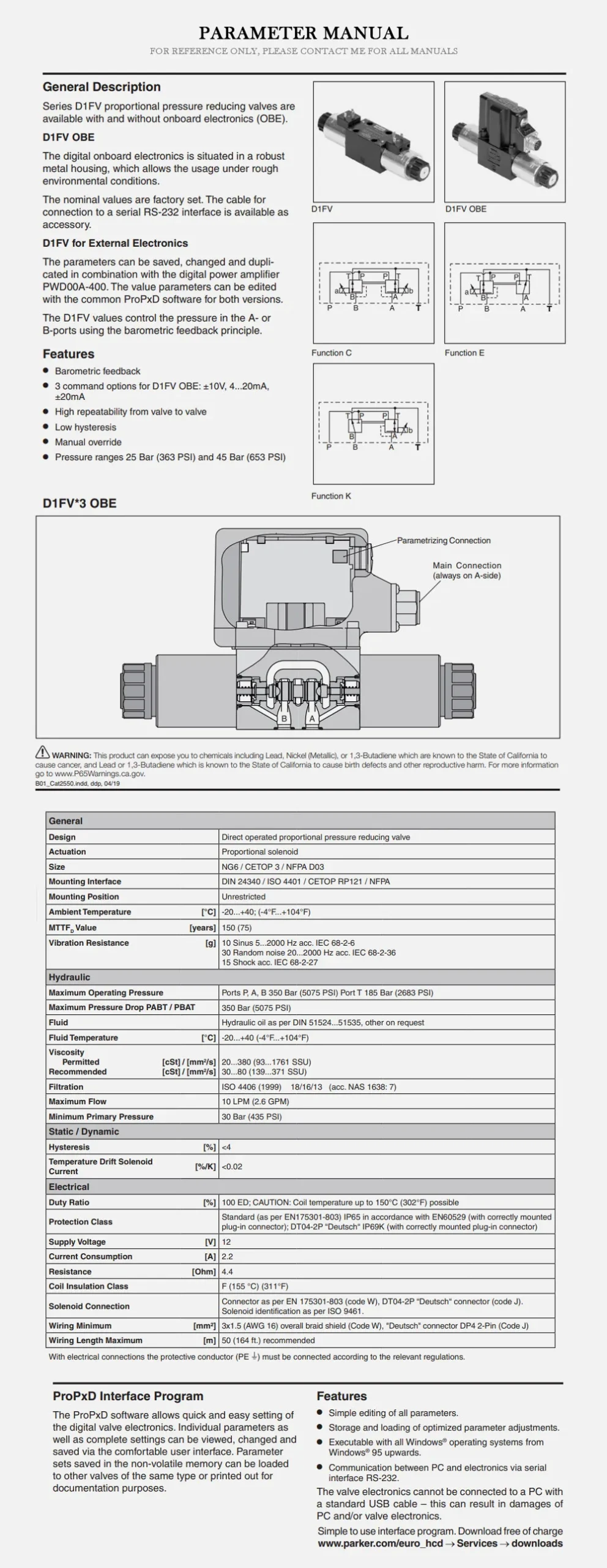 PARKER D1FV Product Description-2