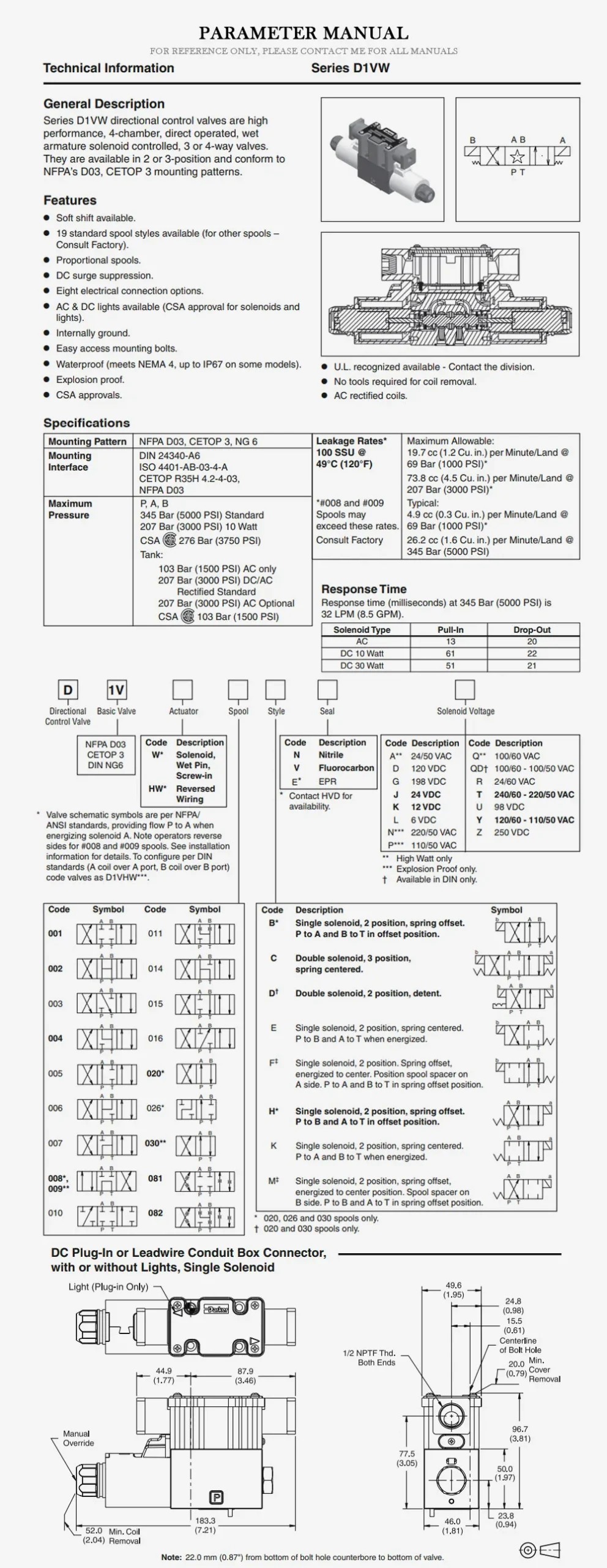 PARKER D1VW Product Description-2