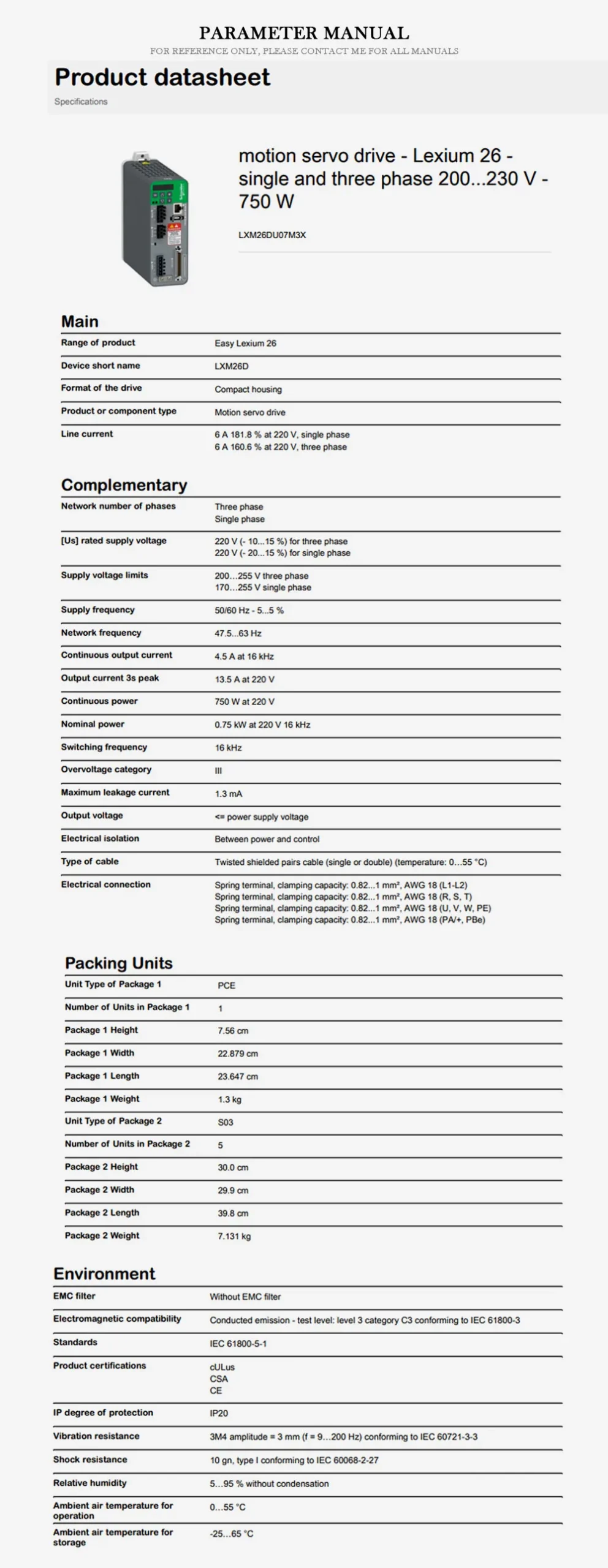 SCHNEIDER LXM26DU07M3X Product Description-2