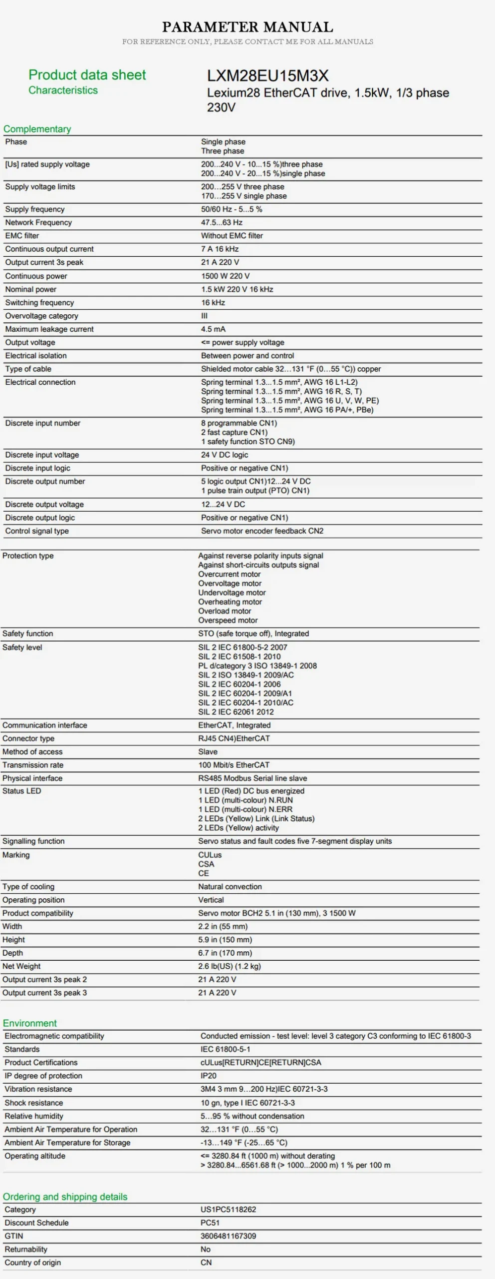 SCHNEIDER LXM28EU15M3X Product Description-2