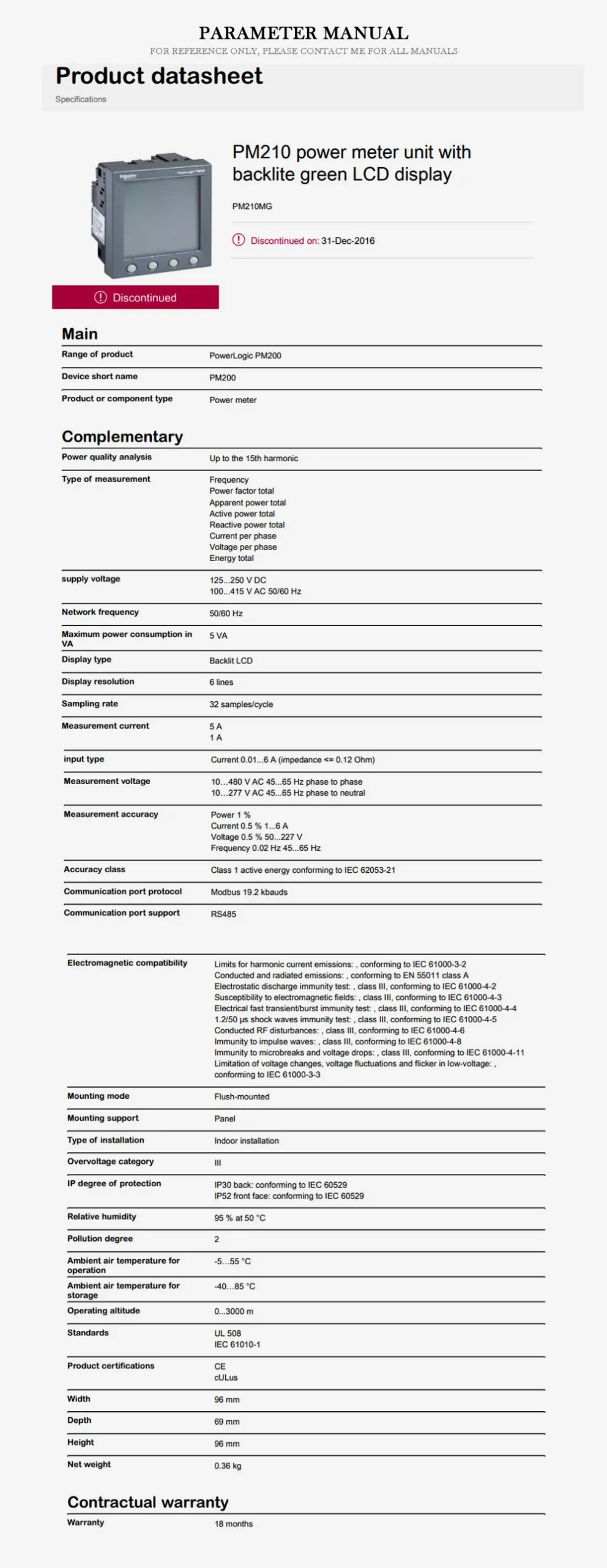 SCHNEIDER PM210 Product Description-2