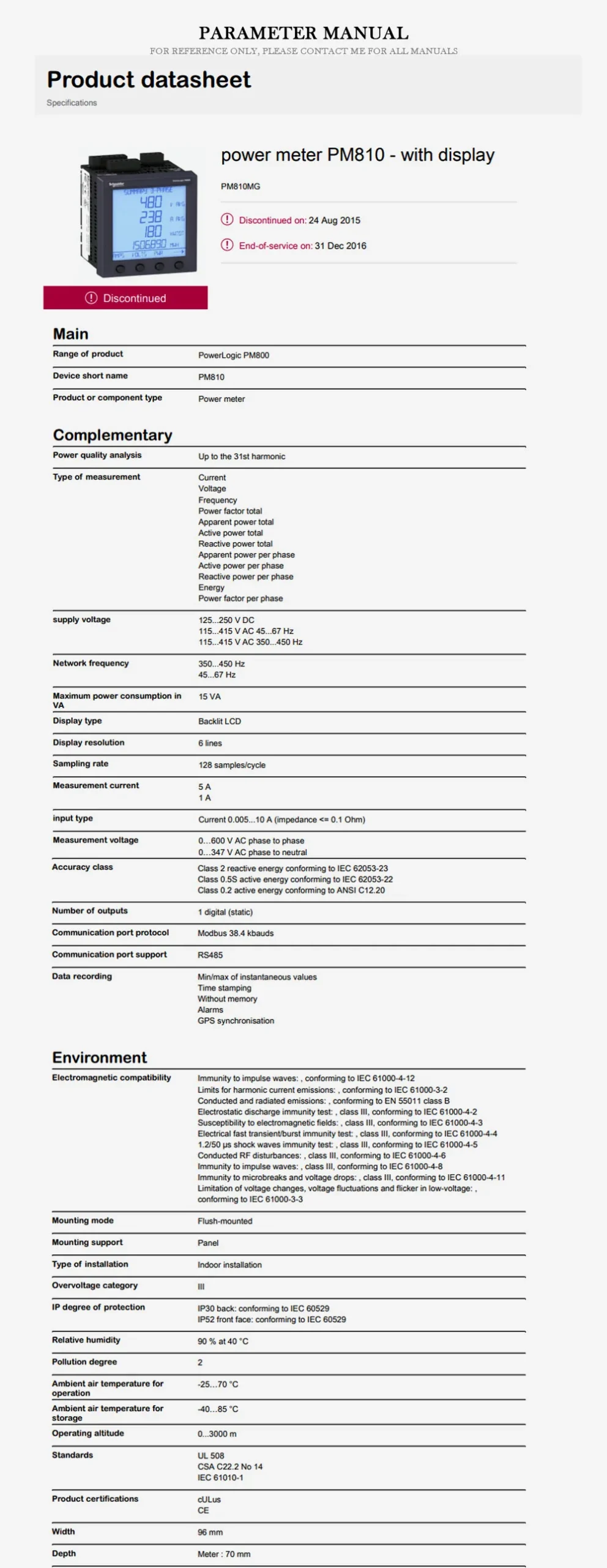 SCHNEIDER PM810 Product Description-2