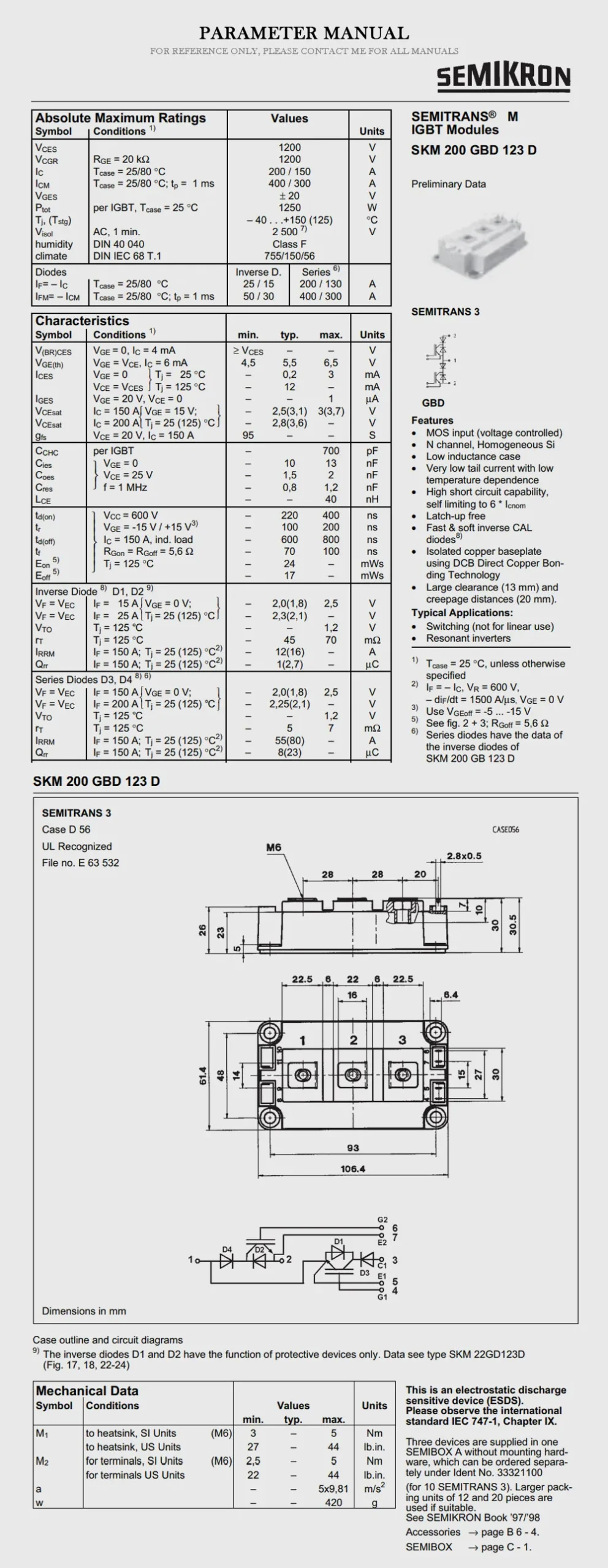 SEMIKRON SKM200 Product Description-2