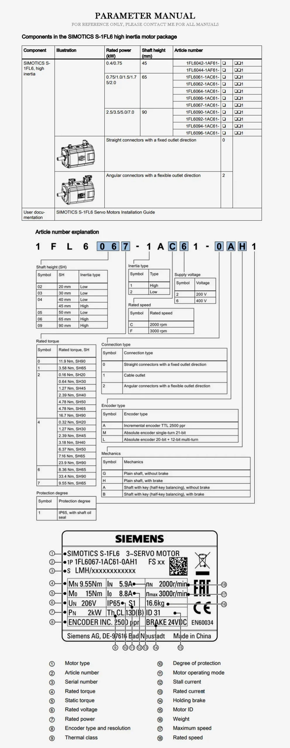 SIEMENS 1FL6 Product Description-2