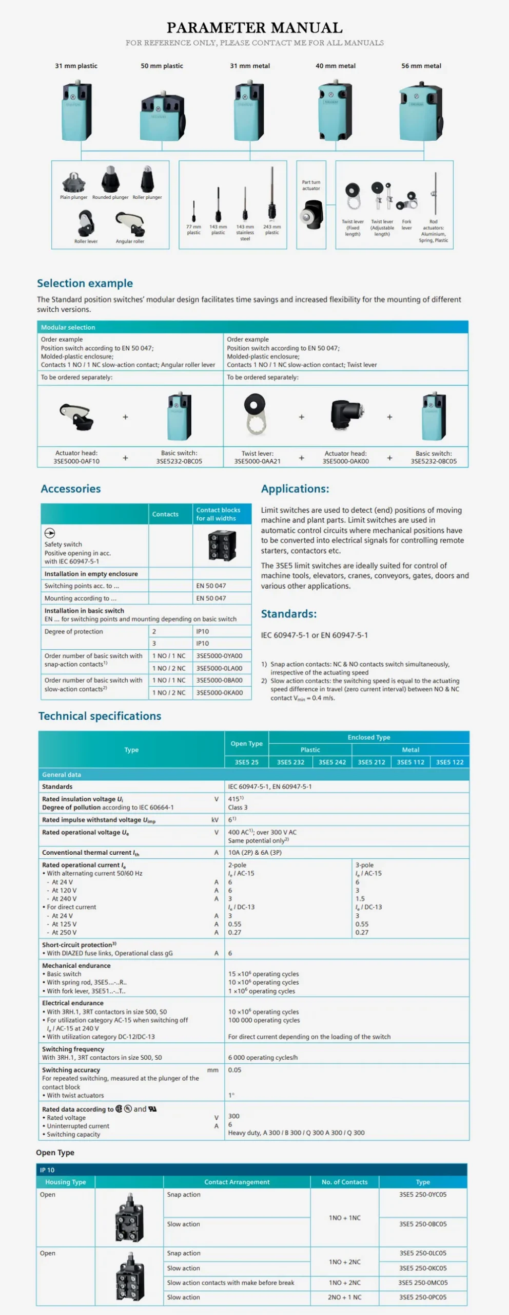 SIEMENS 3SE5 Product Description-2