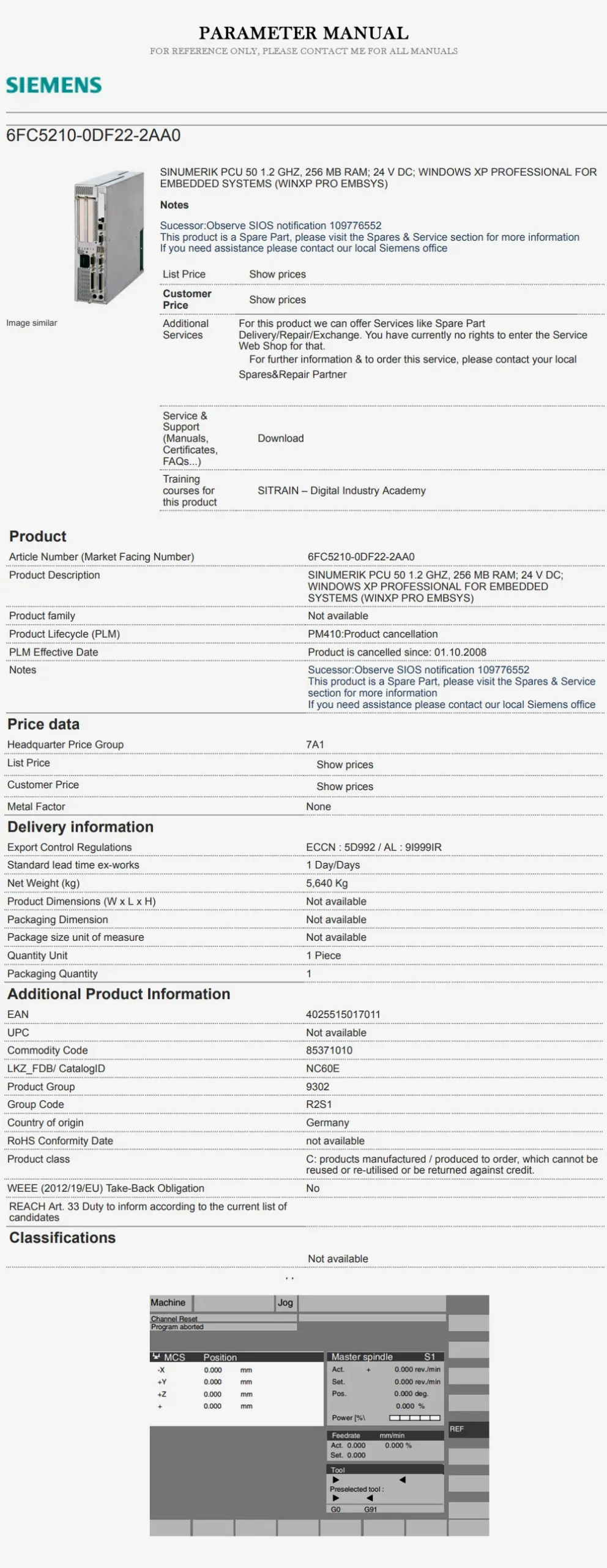 SIEMENS 6FC5210 Product Description-2
