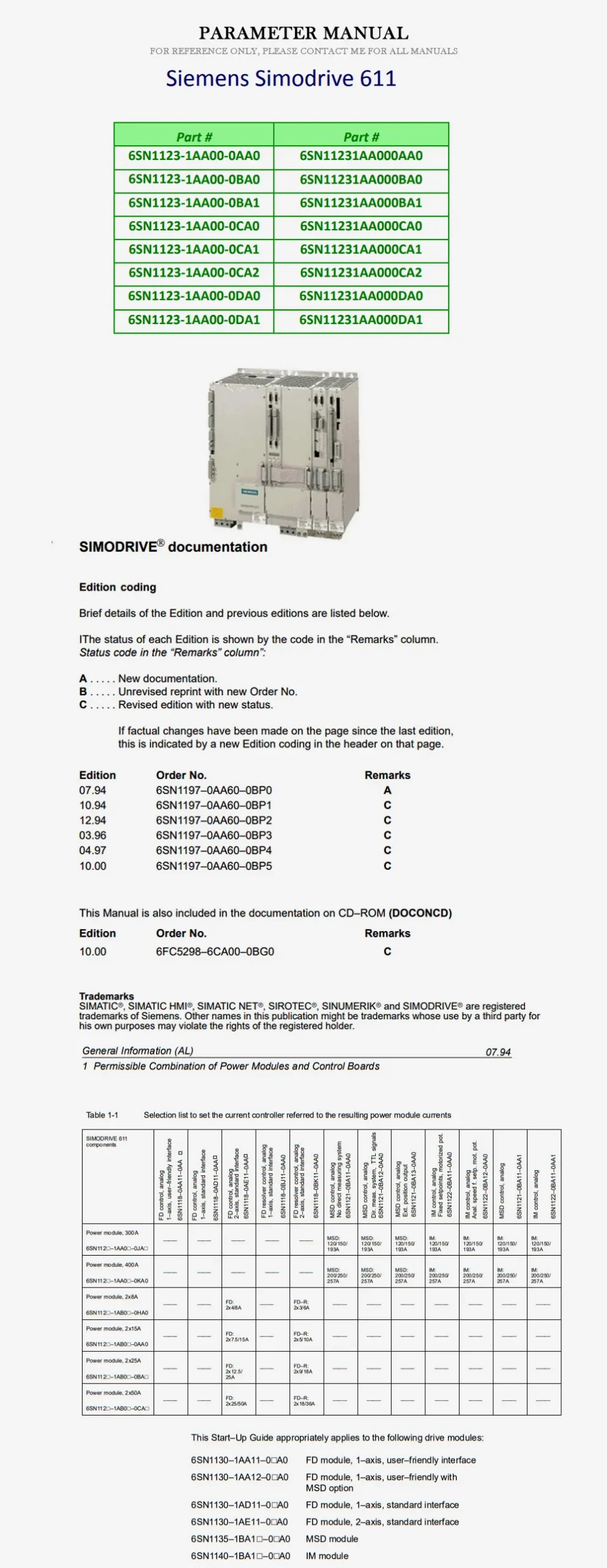 SIEMENS 6SN1123 Product Description-2