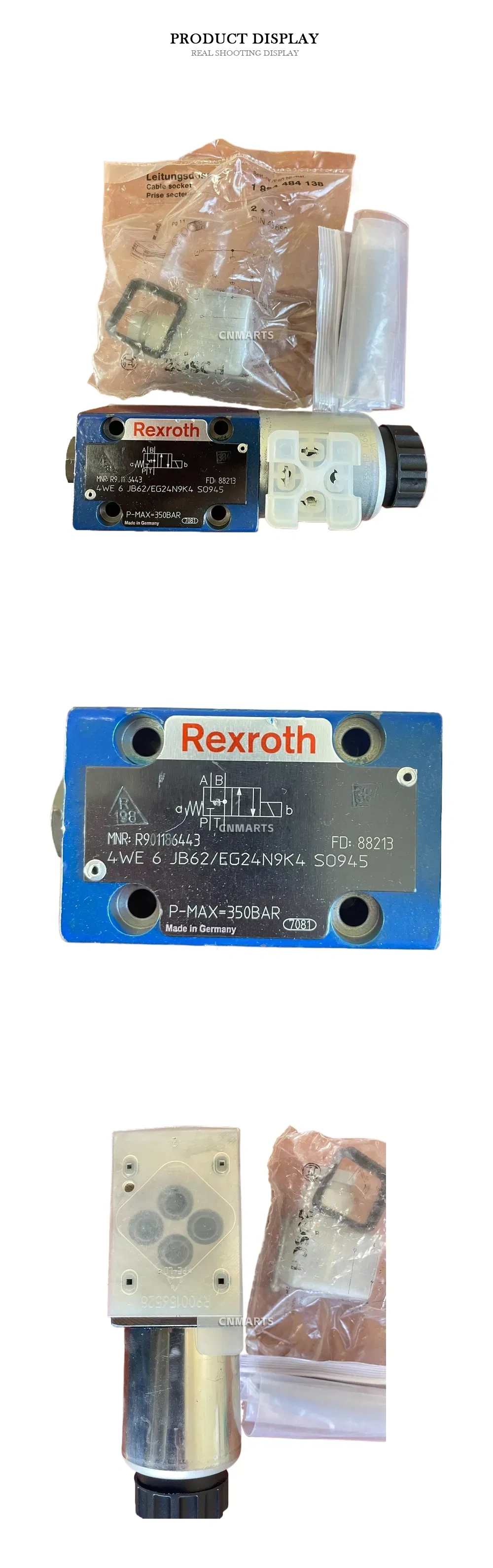 Rexroth 4WE 6 JB62/EG24N9K4 SO945 Hydraulic Directional Control Valve with Solenoid Coil Description