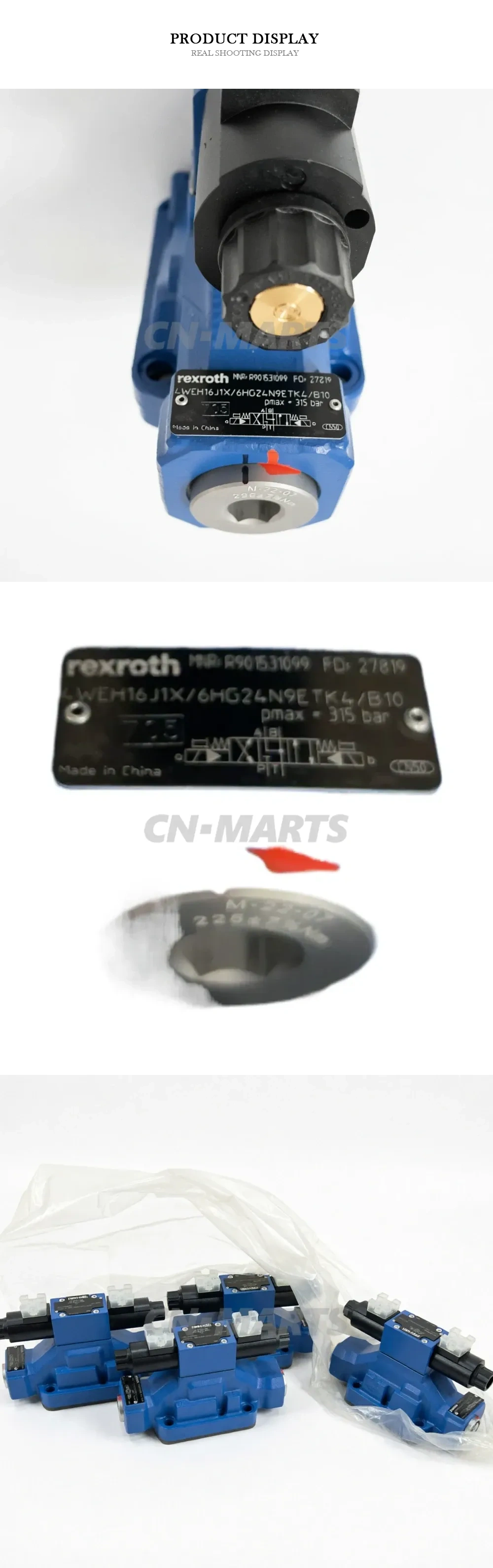 Rexroth 4WEH16J1X/6HG24N9ETK4/B10 Electro-hydraulic Directional Control Valve Description