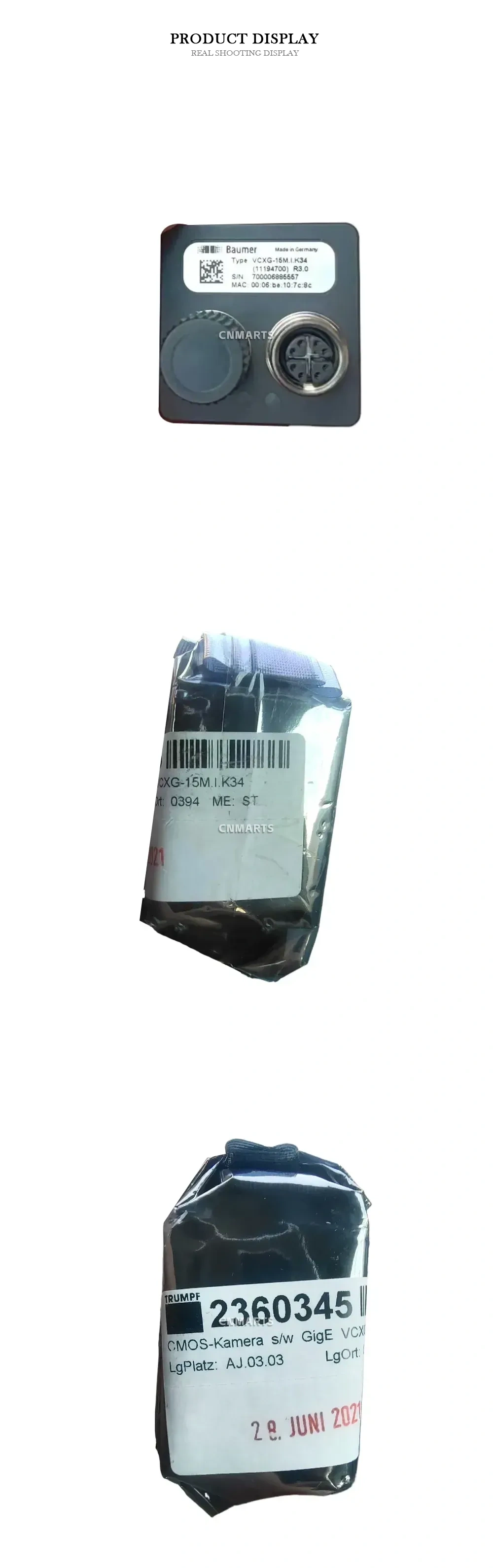 Baumer VCXG-15M.I.K34 Industrial CMOS Camera Description