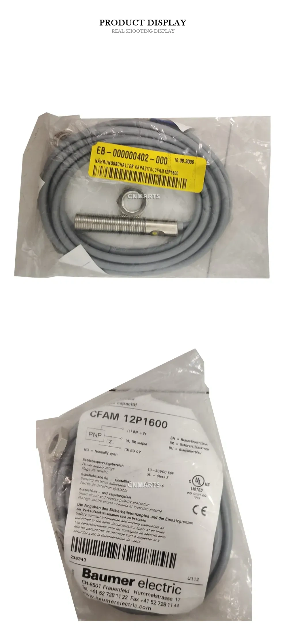 Baumer electric CFAM 12P1600 Capacitive Proximity Sensor Description