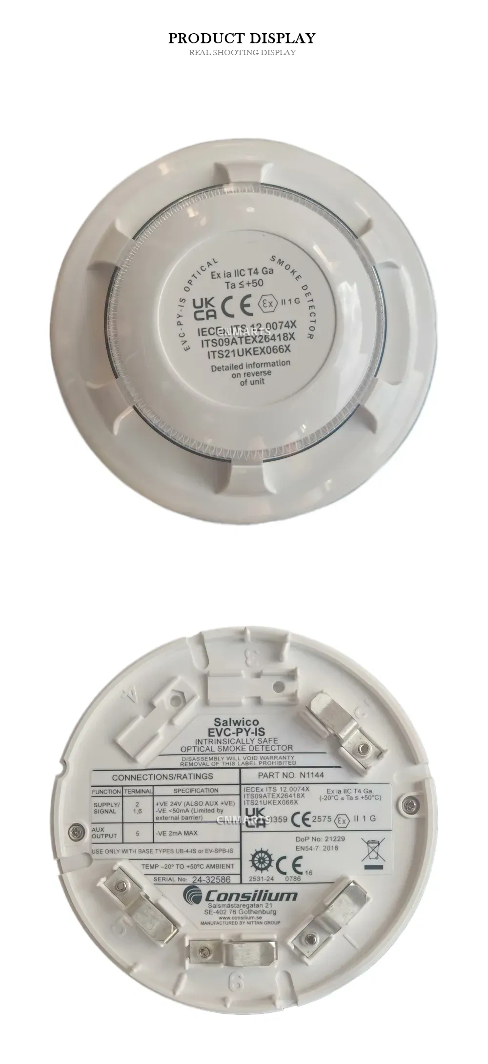 Consilium EVC-PY-IS (Part No. N1144) Intrinsically Safe Optical Smoke Detector Description