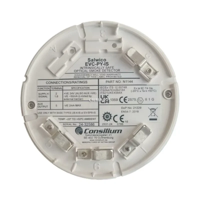 Consilium EVC-PY-IS (Part No. N1144) Intrinsically Safe Optical Smoke Detector