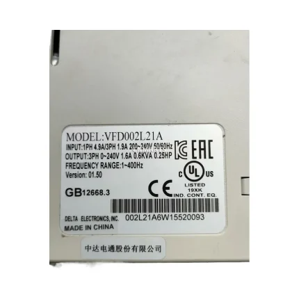 Delta VFD002L21A Variable Frequency Drive
