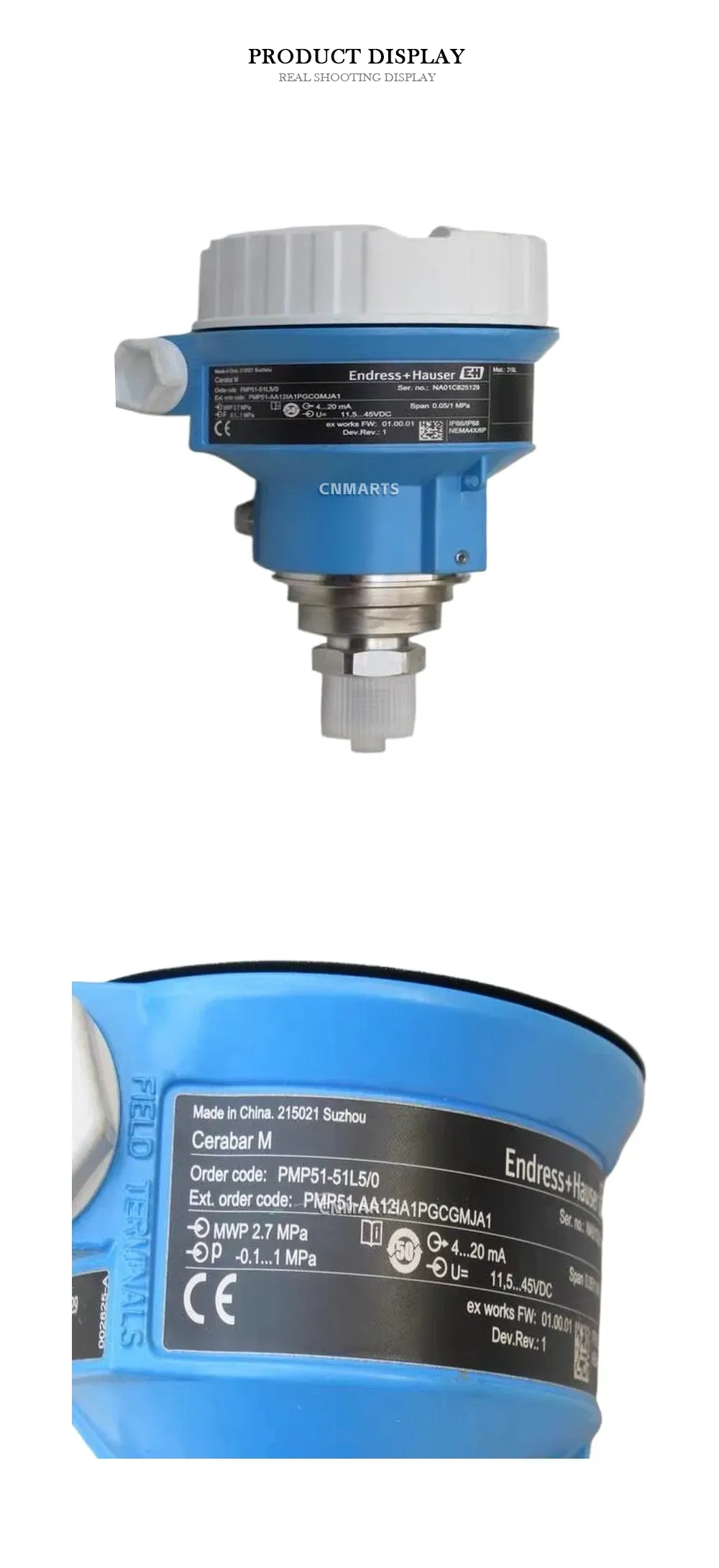 Endress+Hauser PMP51-51L5/0 Pressure Transmitter Description