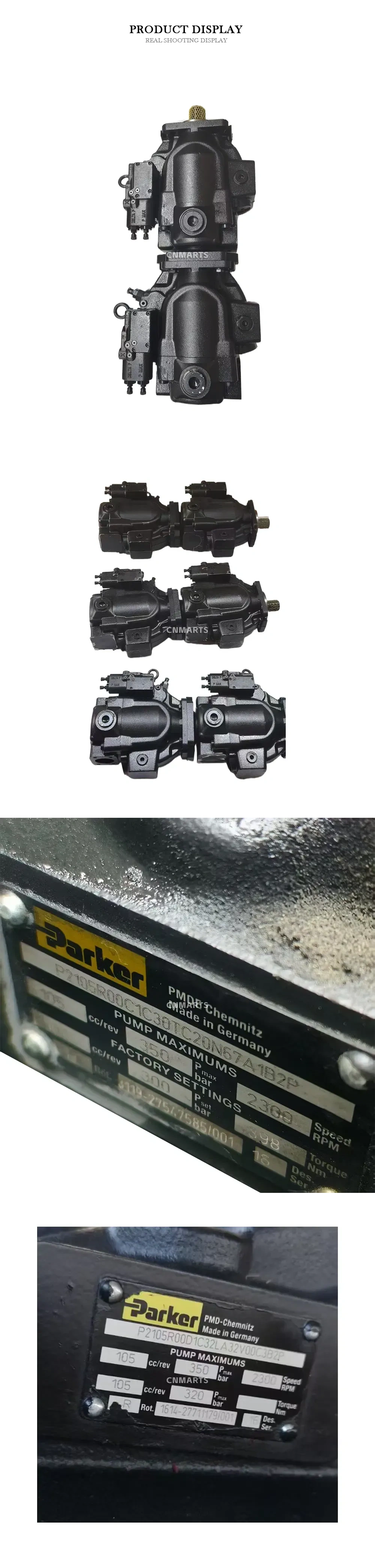 Parker P2105R00D1C32LA32V00C3B2P / P2105R00C1C30TC20N67A1B2P Hydraulic Axial Piston Pump (Tandem) Description