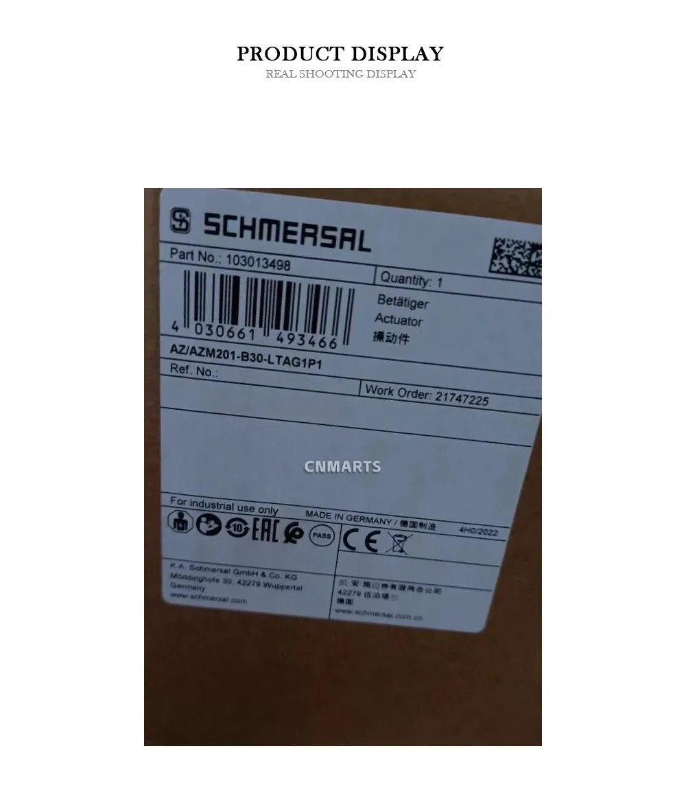 SCHMERSAL AZ/AZM201-B30-LTAG1P1 Safety Switch Actuator Description