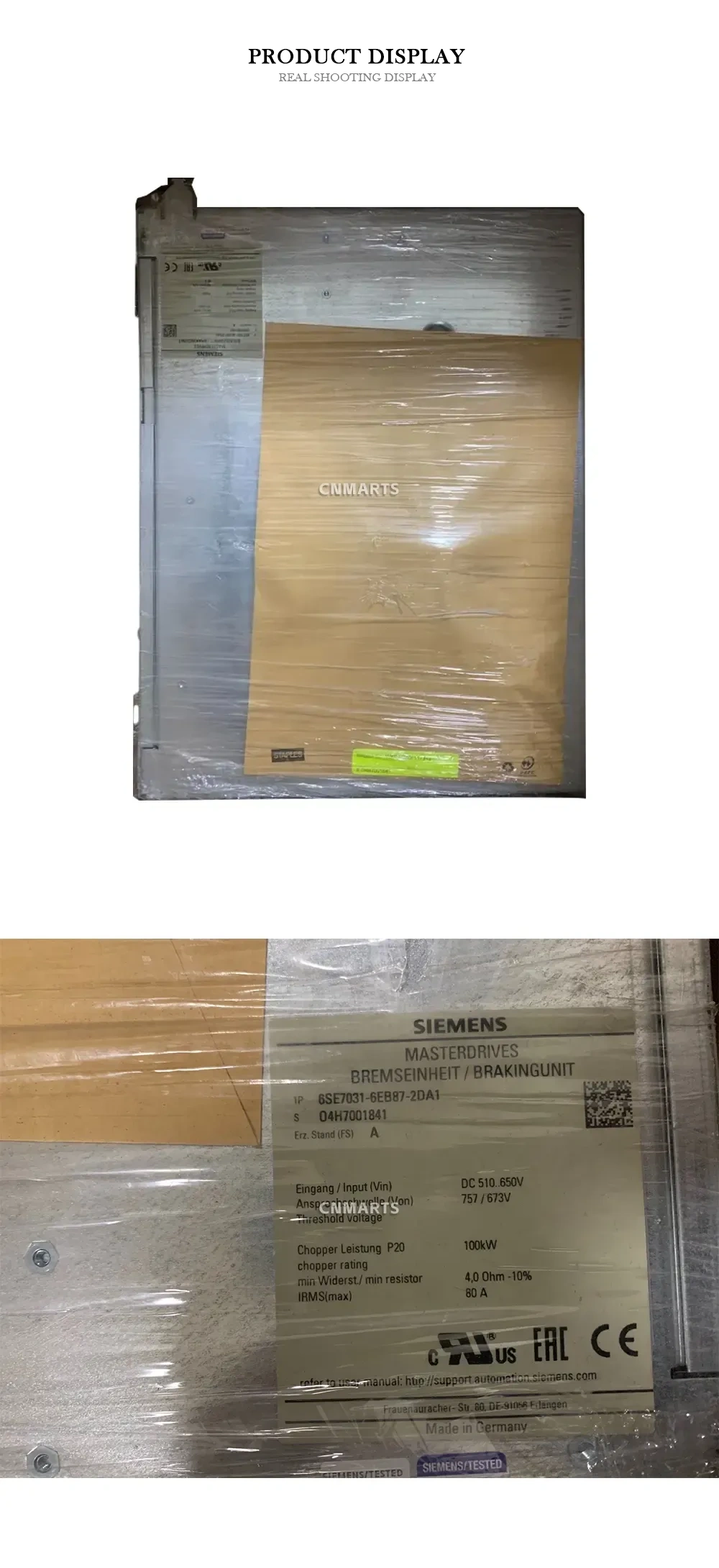 Siemens 6SE7031-6EB87-2DA1 Braking Unit Description