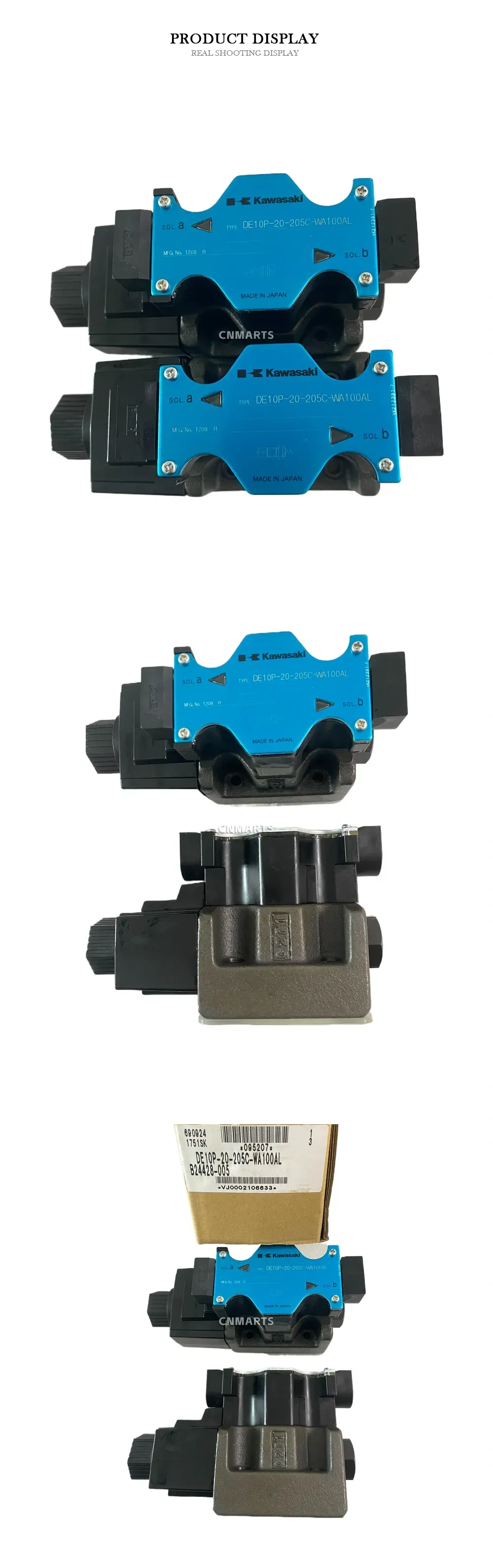 Kawasaki DE10P-20-205C-WA100AL Hydraulic Solenoid Directional Control Valve Description