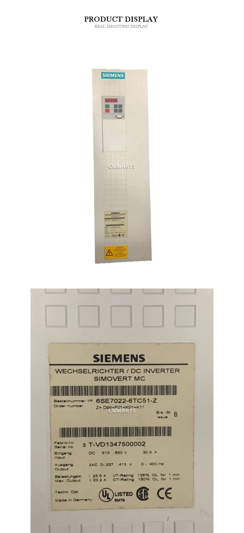 Siemens 6SE7022-6TC51-Z DC Inverter Description