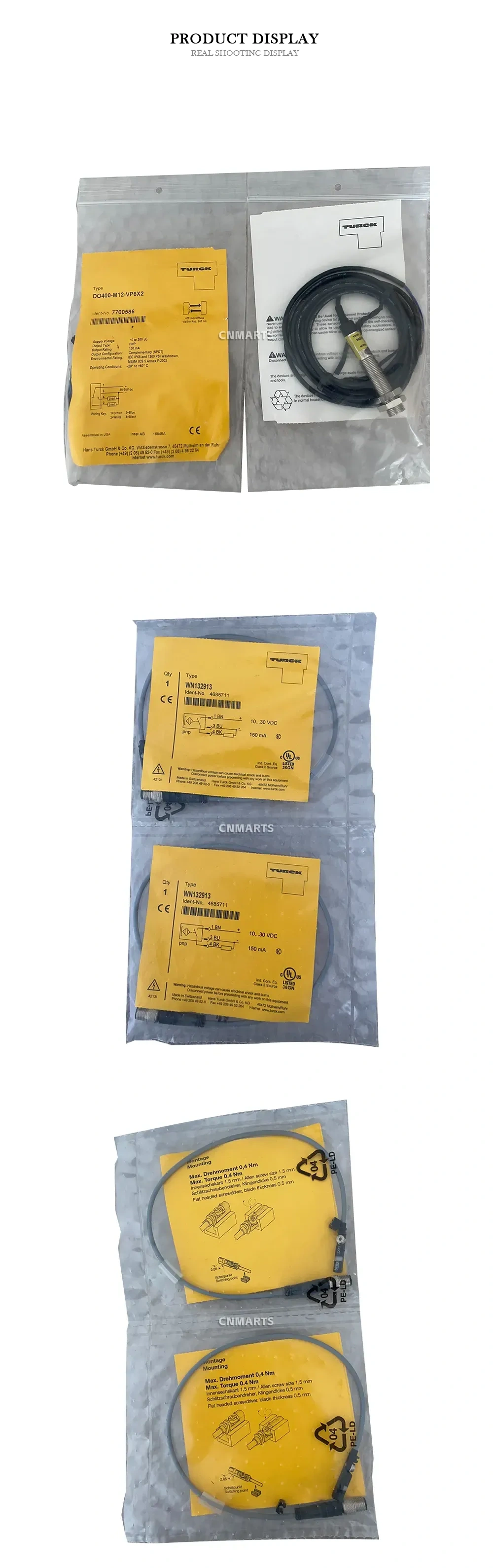 TURCK DO400-M12-VP6X2, WN132913 Industrial Sensor / Sensor Cable Assembly Description