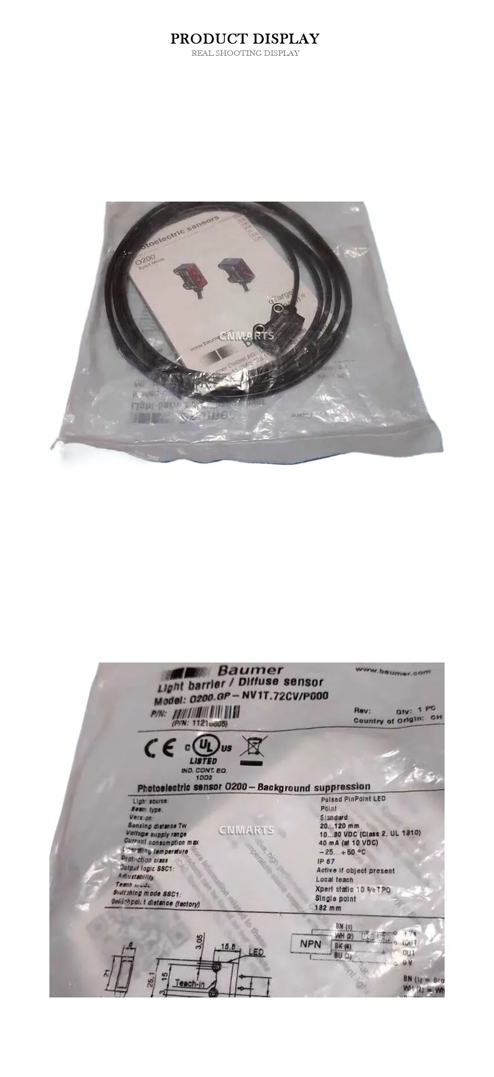 Baumer O200.GP-NV1T.72CV/P000 Photoelectric Sensor Description