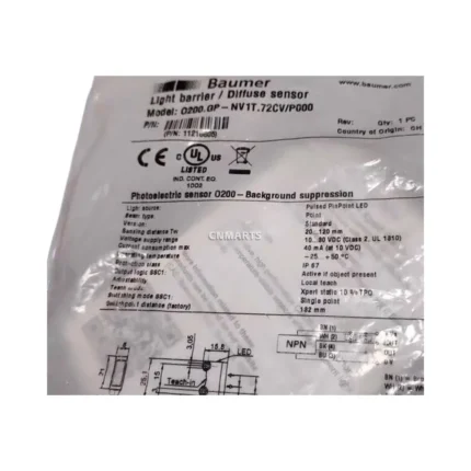 Baumer O200.GP-NV1T.72CV/P000 Photoelectric Sensor