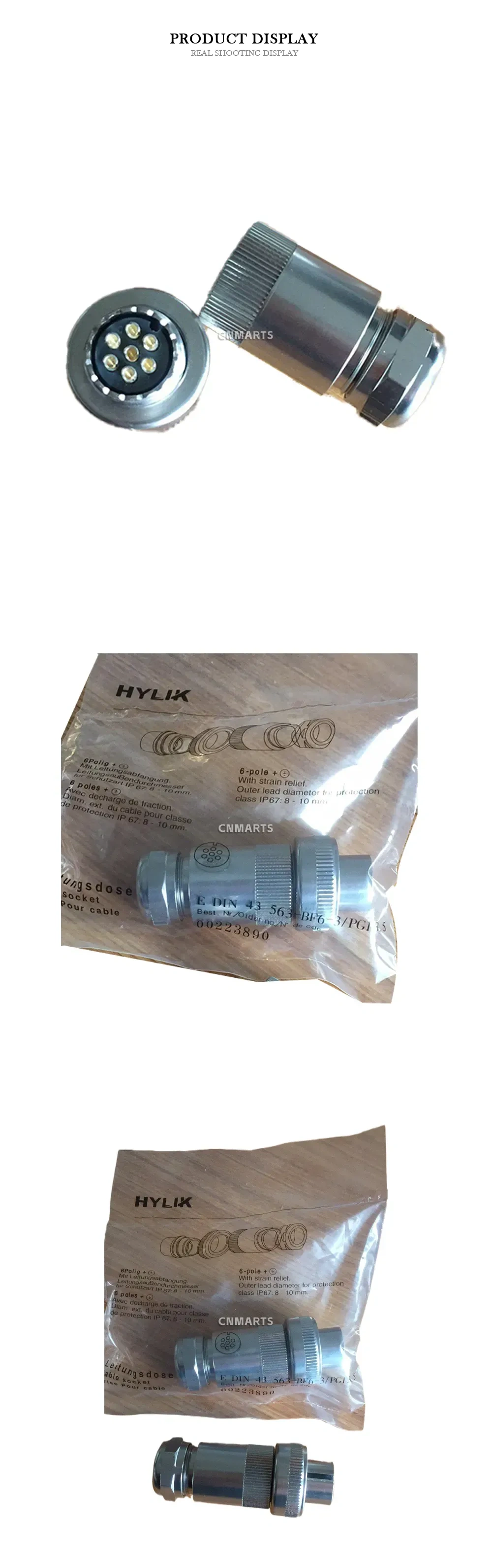 HYLIK E DIN 43 563-BF6-3/PG13.5 6-Pole Cable Connector Socket Description