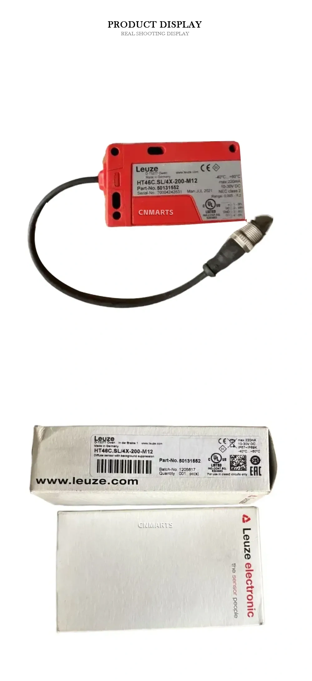 Leuze HT46C.SL/4X-200-M12 Photoelectric Sensor (Diffuse Sensor with Background Suppression) Description