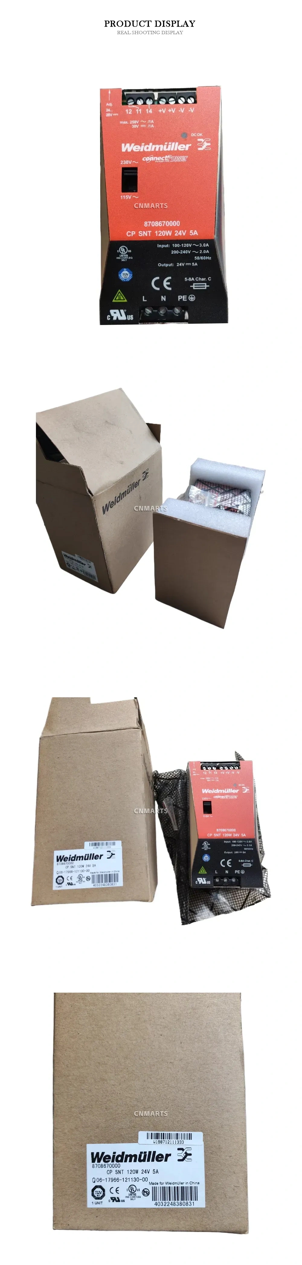 Weidmüller CP SNT 120W 24V 5A (8708670000) Switching Power Supply Description