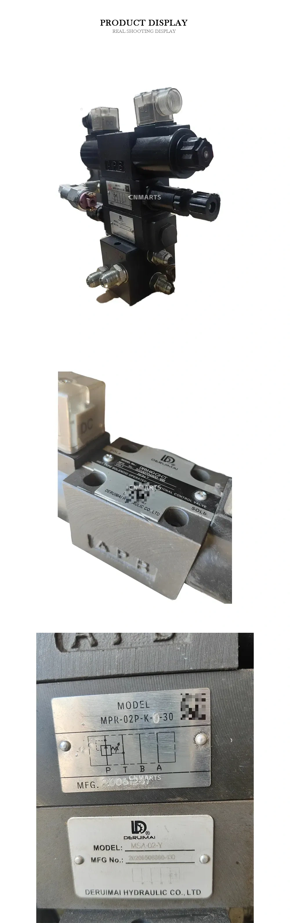 DERUIMAI DRM-6G-C3-CT / MPR-02P-K-30 / MSA-02-Y Hydraulic Solenoid Directional Control Valve Manifold Assembly Description